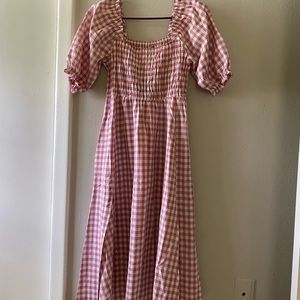 Nasty Gal Smocked Gingham Midi Dress